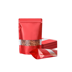 Bolsa pouch interior laminado con ventana color rojo - 14x20